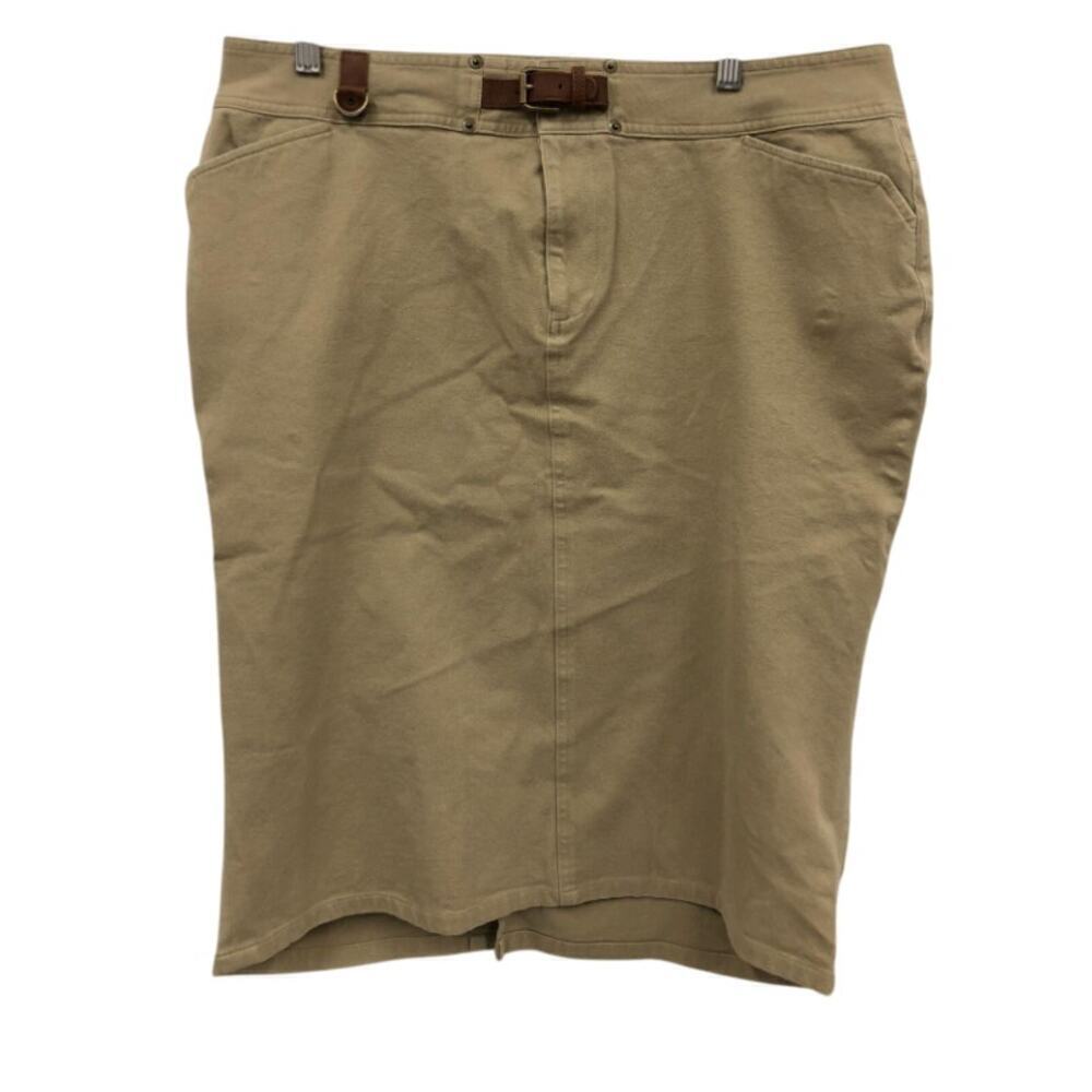Lauren Ralph Lauren Khaki Skirt w/ Belt - Size 14 Preppy Classic